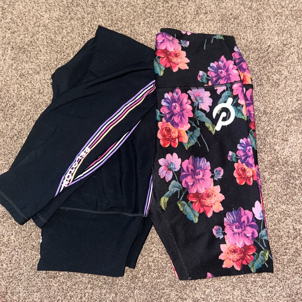 Peloton Kids Black and Floral Leggings